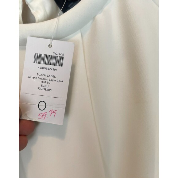 Chico's Black Label Simple Seamed Layer Tank  Size S  NWT  Ecru Shell  Office - Picture 6 of 11